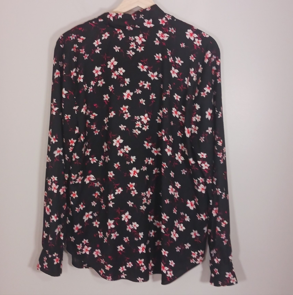 Ann Taylor Floral Cottagecore Career Workwear Women's Blouse Size L